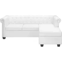 vidaXL Chesterfield Sofa in L-Form Kunstleder Weiß