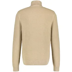 Strickpullover LERROS "LERROS Stricktroyer mit Reißverschluss", Herren, Gr. XL, beige (tender beige melange), 100% Baumwolle, ohne Ausschnitt, Langarm, Pullover