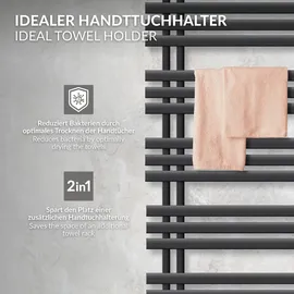 luxebath Iron EM Badheizkörper 1600 x 600 mm 900 W grau Mittelventil