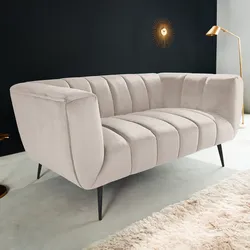 Riess Ambiente Lounge-Sofa Noblesse 165 cm – Champagner/Schwarz Samtbezug, Retro-Design