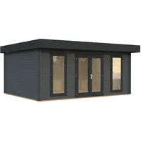 Palmako Gartenhaus Bret 19,9 m2 - 44 mm dunkelgrau/anthrazit