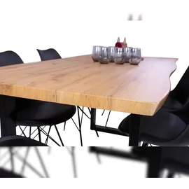 Sam Esstisch Baumkante Holz-Optik Wildeiche 180 x 90 U-Gestell schwarz JOSY