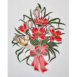 Fensterbild STICKEREIEN PLAUEN "Blumenschleife Fensterbild" Gr. 1, gelb (gelbgrün), B:20cm H:28cm, Polyester, Fensterbilder, Fensterbild "Blumenschleife"