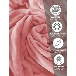 Winter Teddyplüsch Spannbettlaken 140-160x200cm Rosa flausch kuschelig