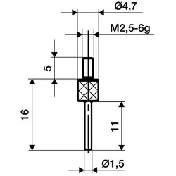 KÄfer Messeins.D.1,5mm L.30mm Stift M2,5 STA z.Messuhren