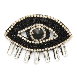 Brosche FIRETTI "Schmuck Geschenk Ansteckschmuck Auge, funkelndes Design", schwarz (metallfarben, schwarz, weiß, schwarz, weiß), Broschen, Damen, Metall, Textil, mit Glasstein