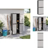 Vidaxl - Gartenschrank Grau und Schwarz 65x37x165 cm pp - Gartenschrank - Aufbewahrungsbox - Außenaufbewahrung - Werkzeugschrank - Gardenausstattung
