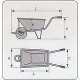 pro-bau-tec Bauschubkarre mit PU-Rad 100 l Tragkraft 160 kg