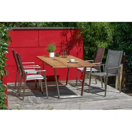Niehoff Noah Gartentisch 160-260 x 95 x 76 cm Teak gebürstet/silber
