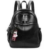 MOPUEA Rucksack Rucksack aus echtem Leder Damen modisch wasserdicht große kapazität (Damen Rucksack Leder Umhängetasche, Multifunktionaler Damen Rucksack, für Arbeit, Uni, Freizeit, Reisen), Wasserdicht weich große Kapazität, mehrere Taschen, verstellbare Gurte schwarz