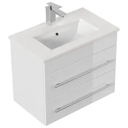 Badmöbel Eton 600 Quarz Carrara SoftClose weiss hochglanz