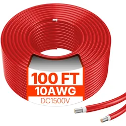VEVOR 30,48m Solarkabel Solarpanel-Verlängerungskabel 6mm2/10AWG IP67 PV Kabel rot