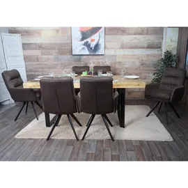 MCW Esszimmerstuhl MCW-G66, Küchenstuhl Stuhl, drehbar Auto-Position Stoff MVG ~ braun-dunkelbraun, mit Armlehne