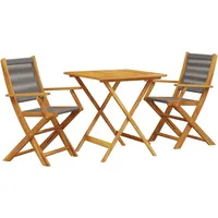 vidaXL 3-tlg. Bistro-Set Grau Polypropylen und Massivholz