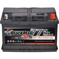 Autobatterie 12V 77Ah 760A/EN BlackMax Starterbatterie statt 70Ah 72Ah 74Ah 75Ah