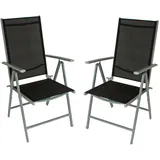 Harms Import 2x Hochlehner 7-Fach verstellbar ALU Stahl schwarz Stuhl Garten Sitz Balkon