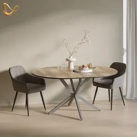 livinity® Firenze Ø 120 cm Eiche rustikal/Grau