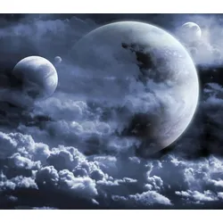 Fototapete PAPERMOON "Wolken mit Monden", bunt, B:4,00m L:2,60m, Vlies, Tapeten