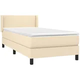 vidaXL Boxspringbett mit Matratze Creme 90x190 cm Stoff