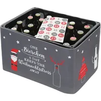 Adventskalender für Bierkasten Männer-Adventskalender Bieradventskalender Banderole aus Filz mit Klettverschluss und 24x Aufkleber für Kronkorken One Bierchen Weihnachtsstress grau