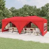 HOMIUSE Partyzelt Faltbar mit Seitenwänden Rot 3x6 m Pavillon Faltpavillon Grillpavillon Verkaufsstand Gartenpavillon Gartenlaube Party Zelt Groß Faltzelt Pavillion Klappbar Pavillon Faltbar