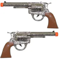 2 x Cowboy Pistole Spielzeugpistole Pistolen für Kostüm Polizist Gangster Revolver