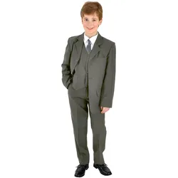 Anzug FAMILY TRENDS "Kombination Set 5 Teilig", Herren, Gr. 80, EURO-Größen, grau, 100% Polyester, unifarben, elegant, Anzüge, Sakko Hemd Krawatte Weste Hose
