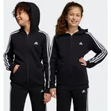 Adidas Essentials 3-Streifen Fleece Kapuzenjacke Black / White 140