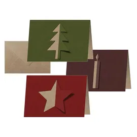 Sigel DS083 Weihnachts-Karten Set mit Umschlag, A6 quer, Kraftpapier, 3 verschiedene Motive, 10 Stück