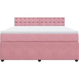 vidaXL Boxspringbett mit Matratze Rosa 180x200 cm Samt