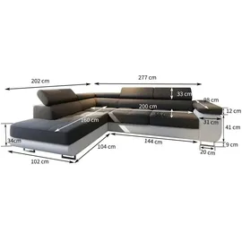 masseno Ecksofa SELVA L-S grau ¦ Maße (cm): B: 277 H: 90