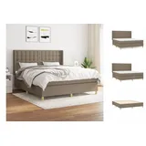 vidaXL Boxspringbett mit Matratze Taupe 180x200 cm Stoff