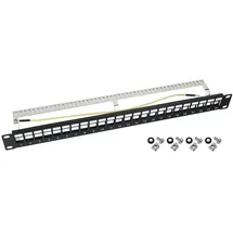 HMF 66446-02 STP Keystone-Patchpanel 19 Zoll 1 HE 24 Ports RJ45 Geschirmt Schwarz