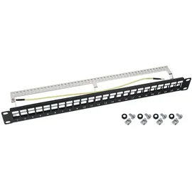 HMF 66446-02 STP Keystone-Patchpanel 19 Zoll 1 HE 24 Ports RJ45 Geschirmt Schwarz