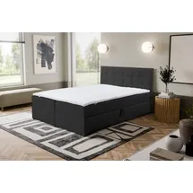 venasi Jessa Boxspringbett mit Bettkästen H2/H3 Matratze SCHWARZ - Schwarz