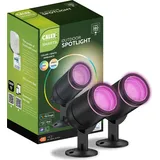Calex LED Bodenstrahler 4W Aluminium Kunststoff kabellos 2er Set schwarz