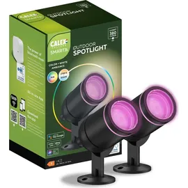 Calex LED Bodenstrahler 4W Aluminium Kunststoff kabellos 2er Set schwarz