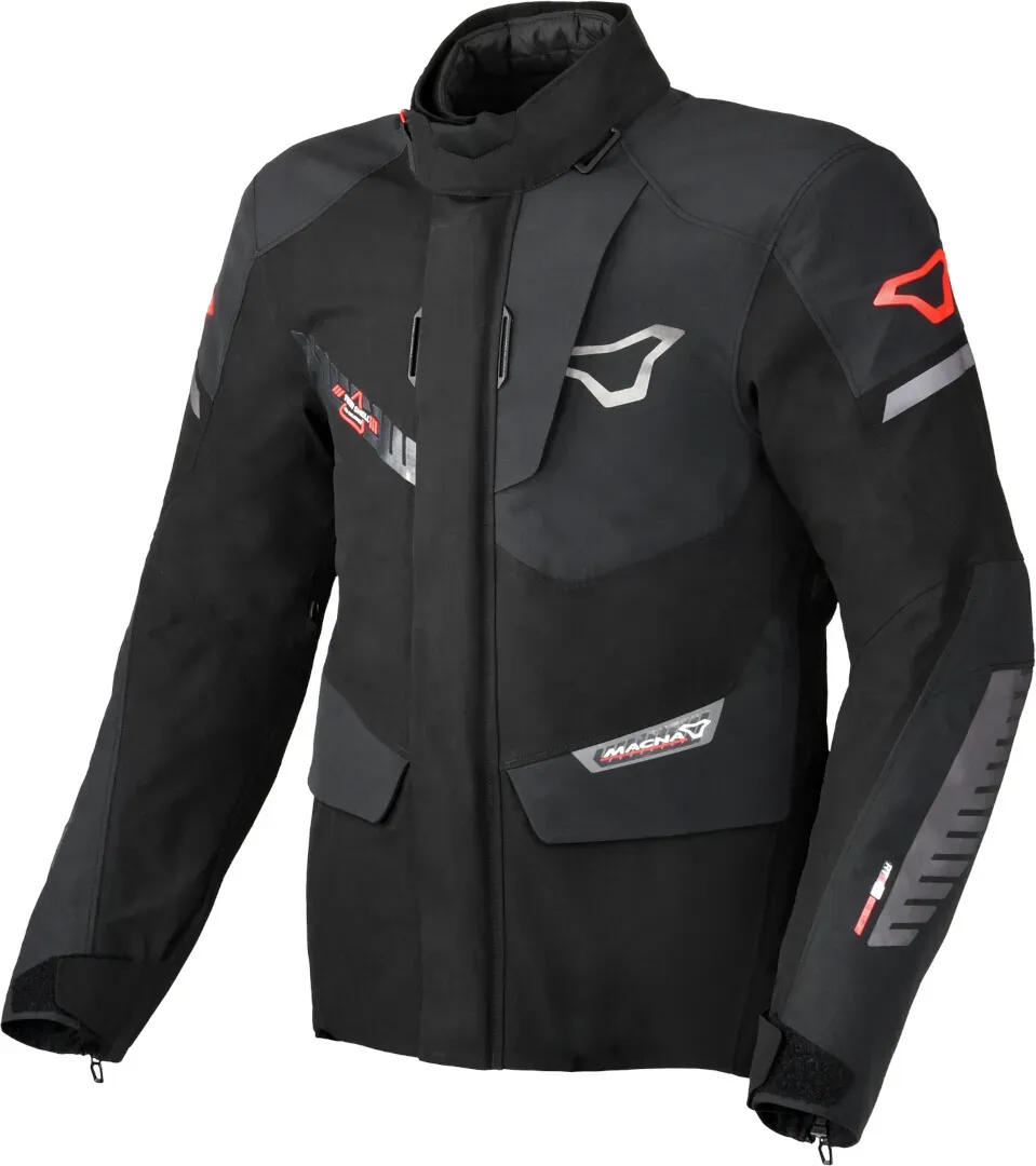 Macna Synchrone Solid waterdichte motorfiets textiel jas, zwart, 2XL Voorman