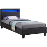 CARO-Möbel Polsterbett Mandalay LED Beleuchtung Einzelbett Lederbett 90 x 200 cm Schlafzimmer, Betten, Polsterbetten