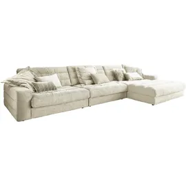 KAWOLA Ecksofa XL Lana Cord Recamiere rechts cremeweiß