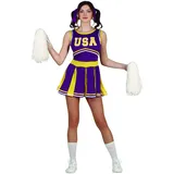 FIESTAS GUIRCA Cheerleader Kostüm Mädchen – Cheerleader Uniform in Lila und Gelb für Mädchen von 14-16 Jahren