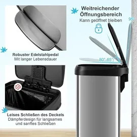 Costway Mülleimer 50 l Silber