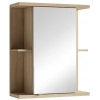 byLIVING Spiegelschrank NEBRASKA (in Eiche-Optik, Weiß oder Anthrazit, 4 offene Fächer / 3 verdeckte Fächer) mit Spiegeltür braun