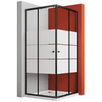 Boromal Eckdusche Duschkabine Schwarz H:185cm 90x90 80x80 90x75 75x75 Eckeinstieg, BxT: 75x75 cm, Doppelten Türrollen, verstellbar Aluprofil, Alurahmen, Schiebetür, Milchglas, Easy Clean Funktion, Sicherheitsglas schwarz 75 cm x 185 cm x 75 cm