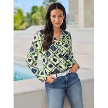 Heine Druckbluse dunkelblau/reseda 48