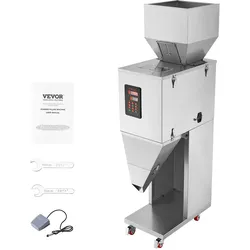 VEVOR Partikelfüllmaschine, 20–5000 g, automatische Füllmaschine mit Fußpedal, Edelstahl-Wiegefüllmaschine, Wiegefüller für Bohnen, Samen, Körner, Tee, Granulatverpackung