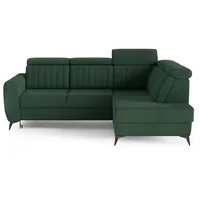 moeblo Ecksofa MOSTA II, Couch für Wohnzimmer, Schlafsofa Sofagarnitur Sofa Eckcouch L-Form Wohnlandschaft, Verstellbaren Kopfstützen- (BxHxT): 268x93/109x204 cm, mit Schlaffunktion und Bettkasten grün