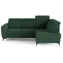 moeblo Couch für Wohnzimmer, Samstoff, Ecksofa mit Schlaffunktion und Bettkasten, Schlafsofa, Sofagarnitur, L Sofa Eckcouch L-Form Wohnlandschaft mit Bet... - dunkelgrün