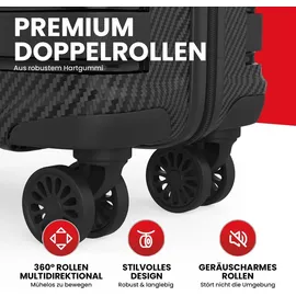 gentor Koffer Reisekoffer Hartschalenkoffer Trolley Handgepäck 4 Rollen Carbonoptik