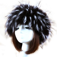 Damen Kunstfell Stirnband Winter Warm Mode Verstellbare Ohrenschützer Haarband Haarschmuck für Outdoor Reiten Wandern Skifahren (Schwarz und Weiß)
